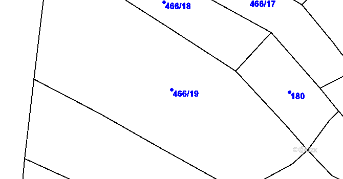 Parcela st. 466/19 v KÚ Olšany, Katastrální mapa