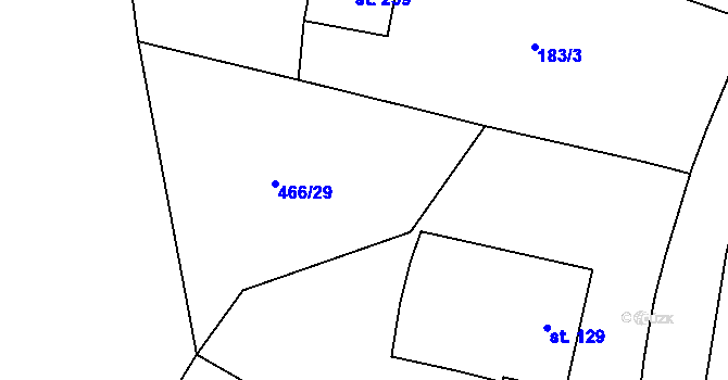 Parcela st. 466/20 v KÚ Olšany, Katastrální mapa