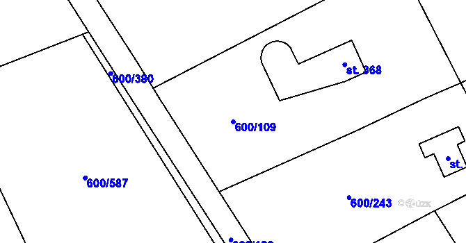 Parcela st. 600/109 v KÚ Olšany, Katastrální mapa