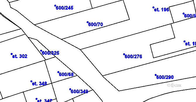 Parcela st. 600/336 v KÚ Olšany, Katastrální mapa
