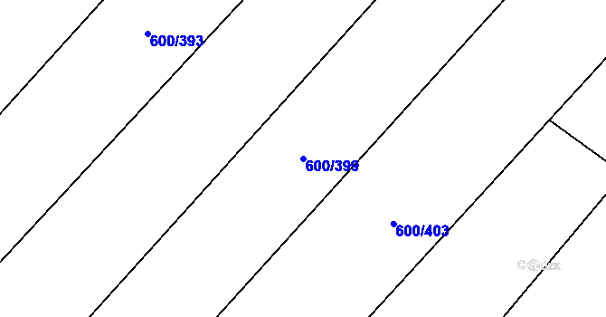 Parcela st. 600/399 v KÚ Olšany, Katastrální mapa