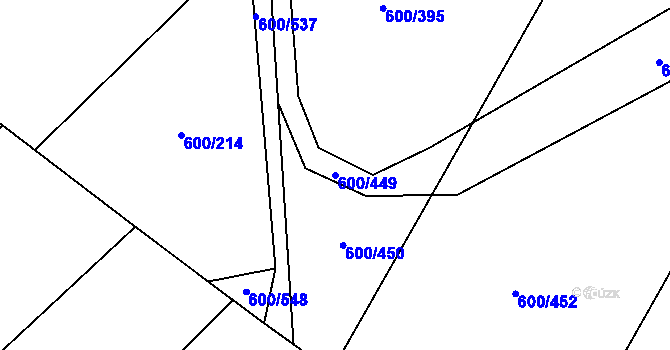 Parcela st. 600/449 v KÚ Olšany, Katastrální mapa