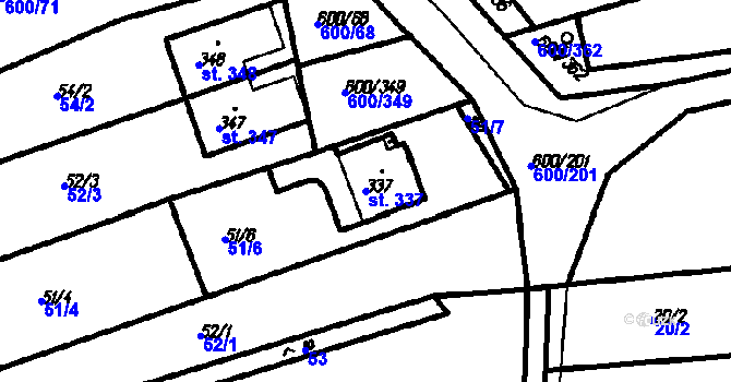 Parcela st. 337 v KÚ Olšany, Katastrální mapa