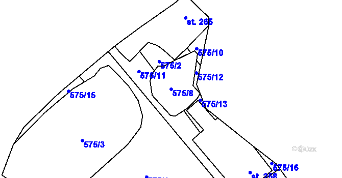 Parcela st. 575/8 v KÚ Olšany, Katastrální mapa