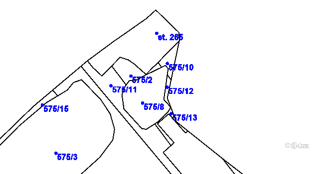 Parcela st. 575/12 v KÚ Olšany, Katastrální mapa