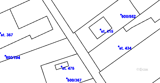 Parcela st. 600/514 v KÚ Olšany, Katastrální mapa