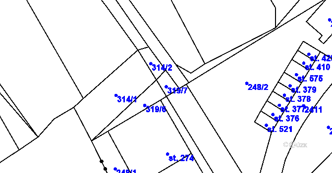 Parcela st. 319/7 v KÚ Olšany, Katastrální mapa
