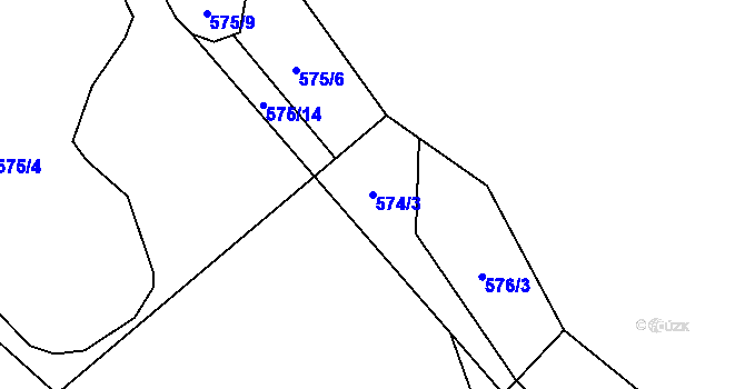 Parcela st. 574/3 v KÚ Olšany, Katastrální mapa