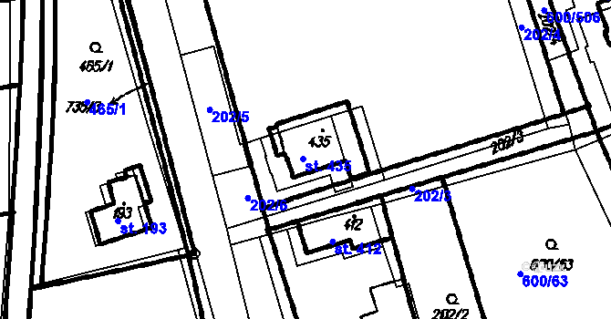 Parcela st. 435 v KÚ Olšany, Katastrální mapa