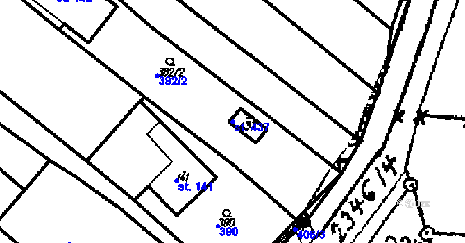 Parcela st. 437 v KÚ Olšany, Katastrální mapa