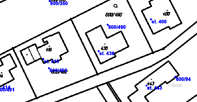 Parcela st. 438 v KÚ Olšany, Katastrální mapa
