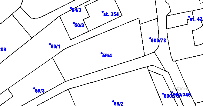 Parcela st. 59/4 v KÚ Olšany, Katastrální mapa
