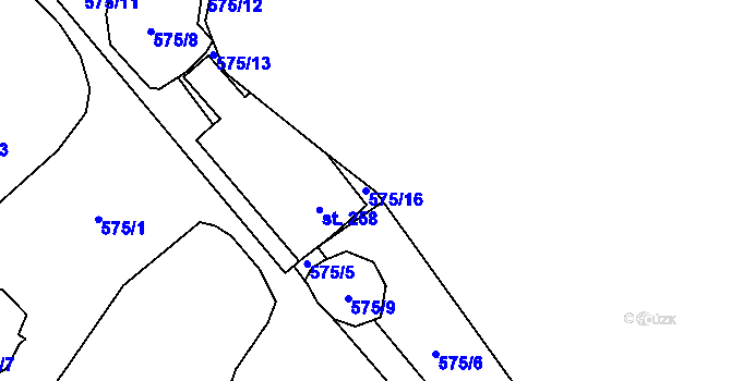 Parcela st. 575/16 v KÚ Olšany, Katastrální mapa