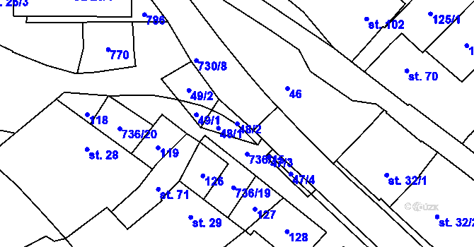 Parcela st. 48/2 v KÚ Olšany, Katastrální mapa