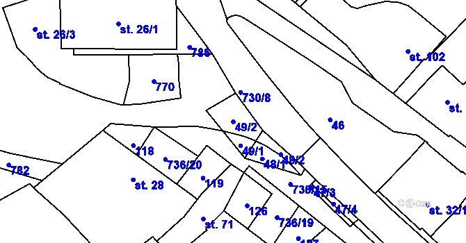 Parcela st. 49/2 v KÚ Olšany, Katastrální mapa