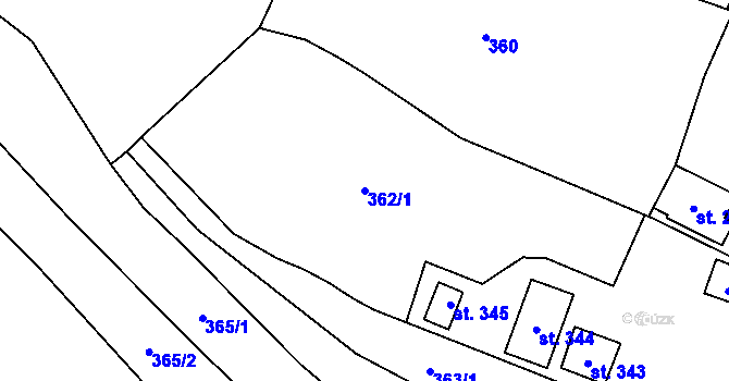 Parcela st. 362/1 v KÚ Olšany, Katastrální mapa