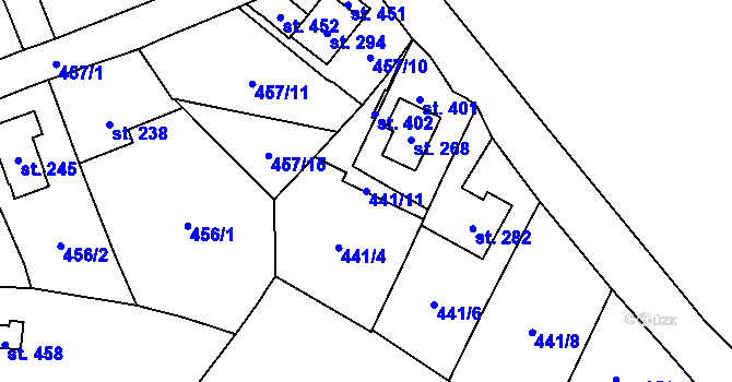 Parcela st. 441/11 v KÚ Olšany, Katastrální mapa