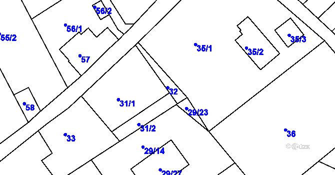Parcela st. 32 v KÚ Habrovice, Katastrální mapa