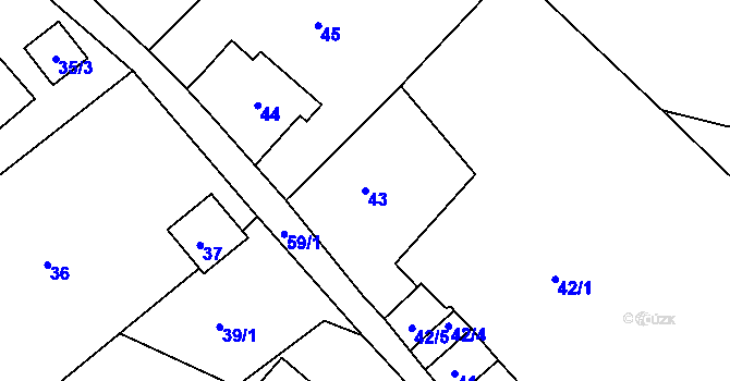 Parcela st. 43 v KÚ Habrovice, Katastrální mapa
