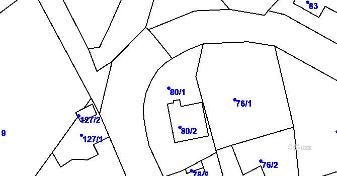Parcela st. 80/1 v KÚ Habrovice, Katastrální mapa