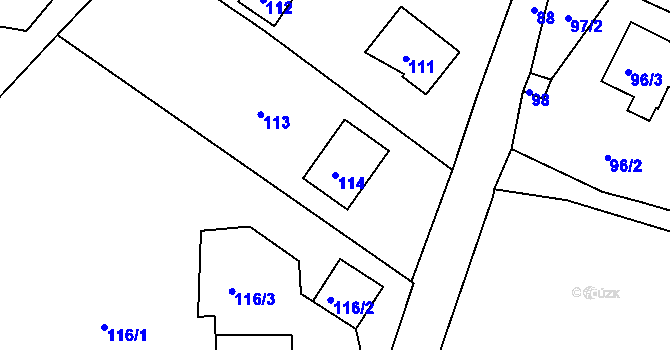 Parcela st. 114 v KÚ Habrovice, Katastrální mapa
