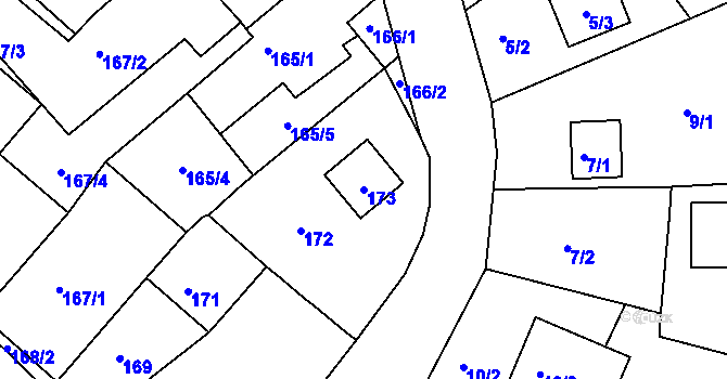 Parcela st. 173 v KÚ Habrovice, Katastrální mapa