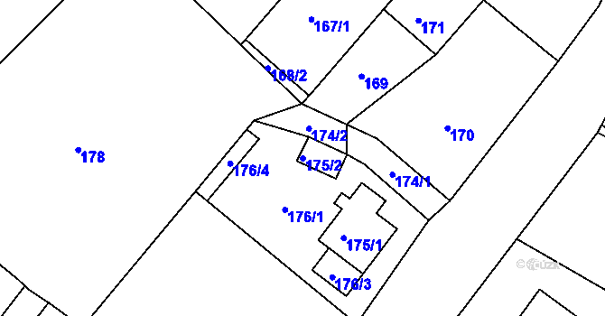 Parcela st. 175/2 v KÚ Habrovice, Katastrální mapa