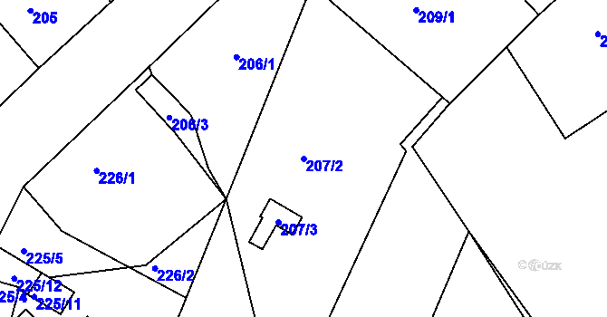 Parcela st. 207/2 v KÚ Habrovice, Katastrální mapa