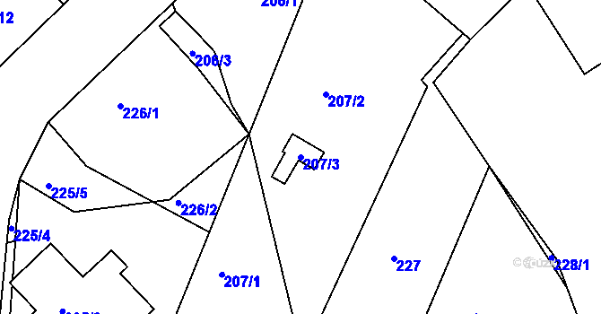 Parcela st. 207/3 v KÚ Habrovice, Katastrální mapa