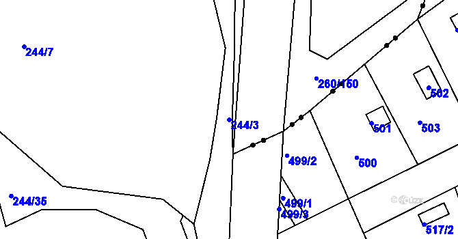 Parcela st. 244/3 v KÚ Habrovice, Katastrální mapa