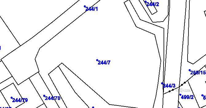 Parcela st. 244/4 v KÚ Habrovice, Katastrální mapa