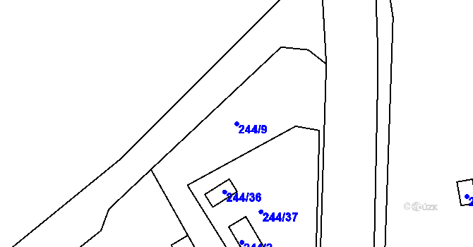 Parcela st. 244/9 v KÚ Habrovice, Katastrální mapa