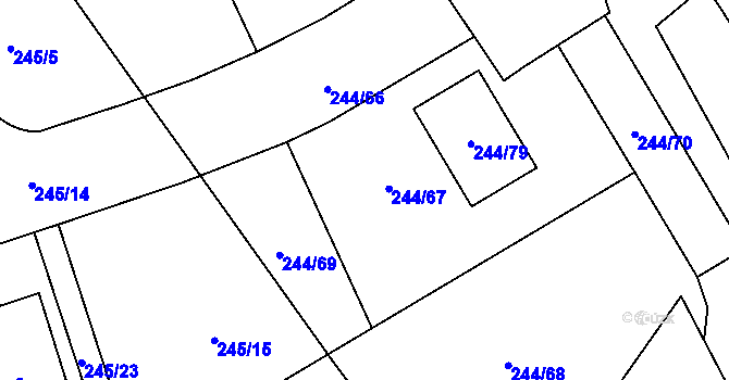 Parcela st. 244/10 v KÚ Habrovice, Katastrální mapa