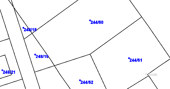 Parcela st. 244/12 v KÚ Habrovice, Katastrální mapa