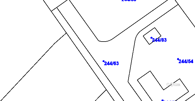 Parcela st. 244/27 v KÚ Habrovice, Katastrální mapa