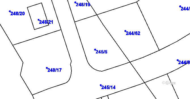 Parcela st. 245/5 v KÚ Habrovice, Katastrální mapa