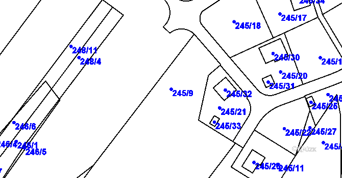 Parcela st. 245/9 v KÚ Habrovice, Katastrální mapa
