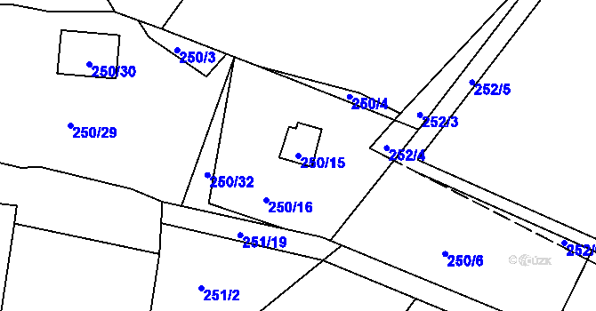 Parcela st. 250/15 v KÚ Habrovice, Katastrální mapa
