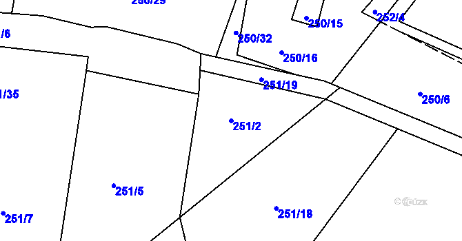 Parcela st. 251/2 v KÚ Habrovice, Katastrální mapa