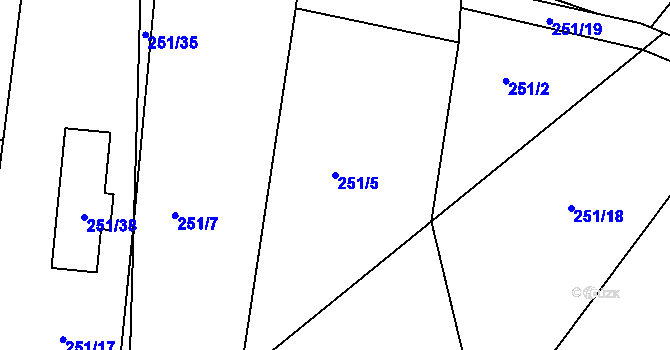 Parcela st. 251/5 v KÚ Habrovice, Katastrální mapa