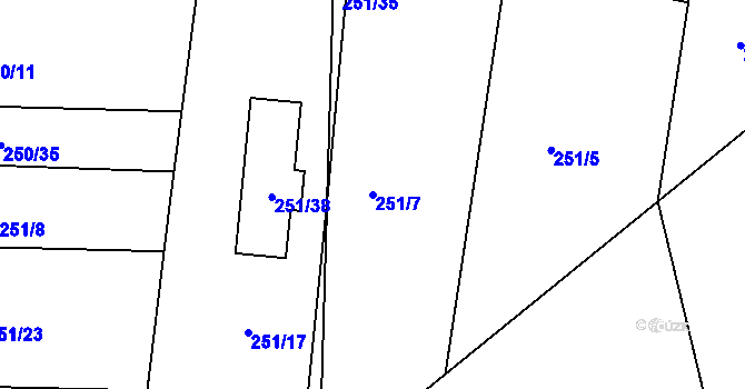 Parcela st. 251/7 v KÚ Habrovice, Katastrální mapa