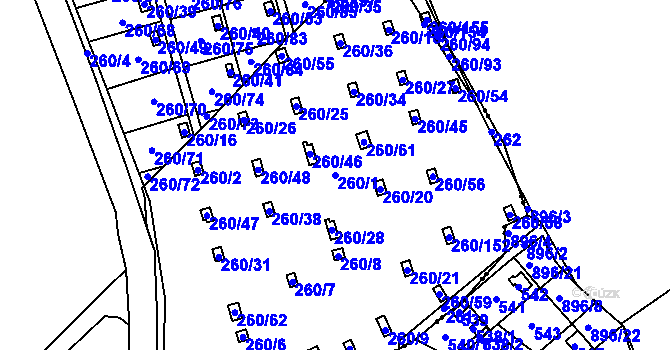 Parcela st. 260/1 v KÚ Habrovice, Katastrální mapa