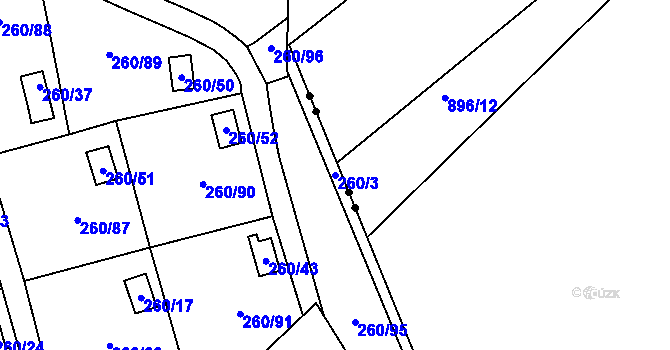 Parcela st. 260/3 v KÚ Habrovice, Katastrální mapa