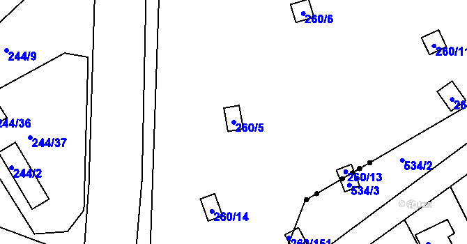 Parcela st. 260/5 v KÚ Habrovice, Katastrální mapa