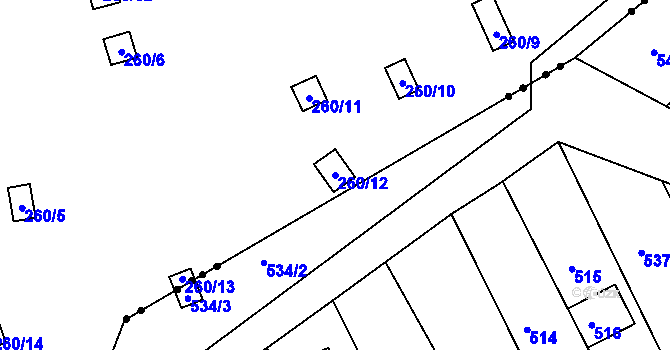 Parcela st. 260/12 v KÚ Habrovice, Katastrální mapa