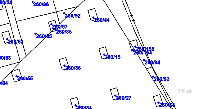 Parcela st. 260/15 v KÚ Habrovice, Katastrální mapa