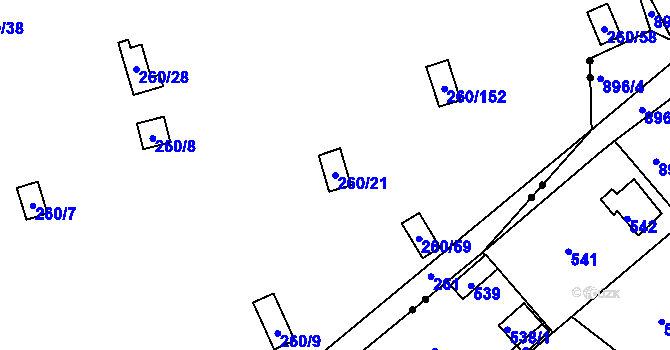 Parcela st. 260/21 v KÚ Habrovice, Katastrální mapa