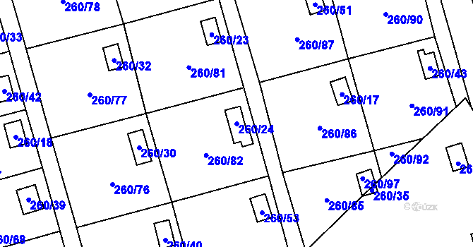 Parcela st. 260/24 v KÚ Habrovice, Katastrální mapa