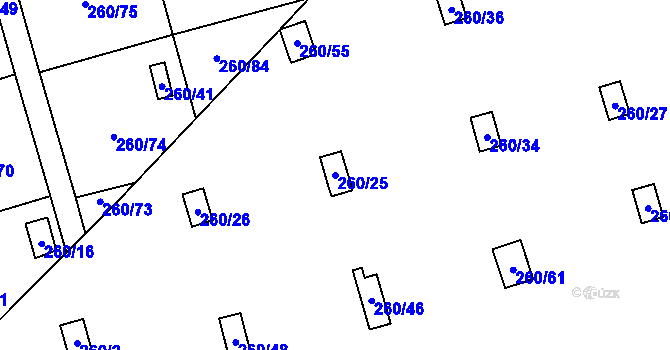 Parcela st. 260/25 v KÚ Habrovice, Katastrální mapa