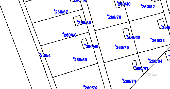 Parcela st. 260/49 v KÚ Habrovice, Katastrální mapa
